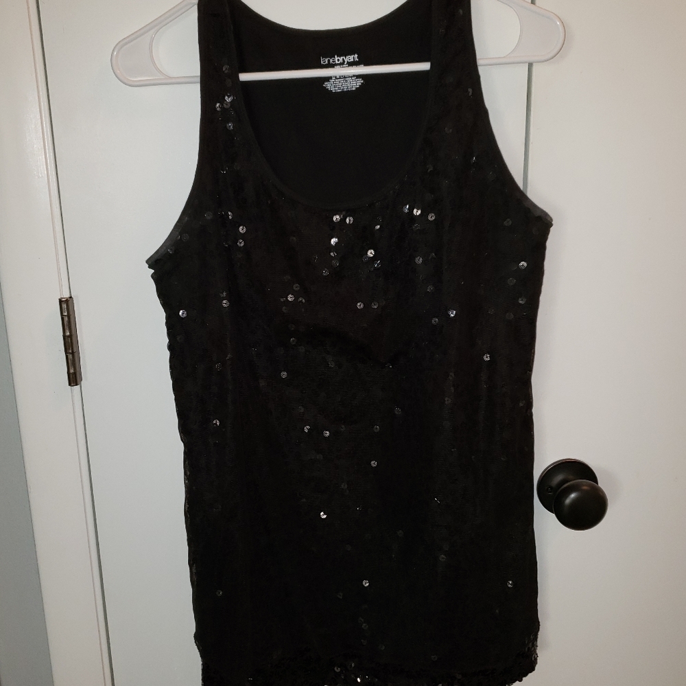 Lane Bryant 14 sequin sparkle black tank camisole - Picture 3 of 16